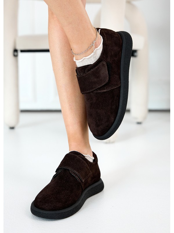 Жіночі туфлі з натуральної замші (шкіра) коричневого кольору 35391