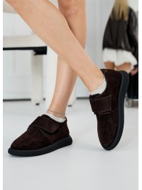 Жіночі туфлі з натуральної замші (шкіра) коричневого кольору 35391