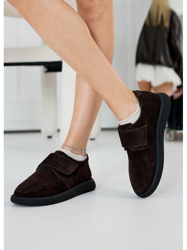 Жіночі туфлі з натуральної замші (шкіра) коричневого кольору 35391