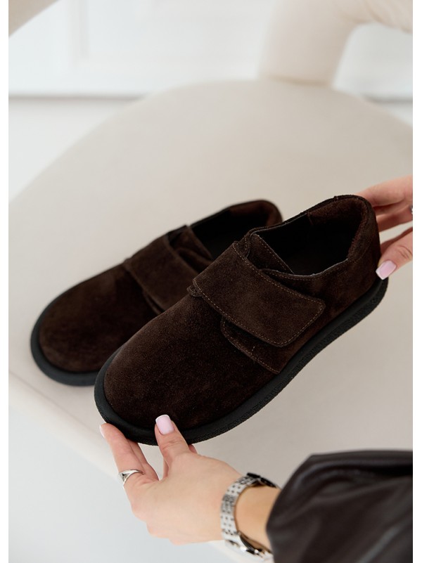 Жіночі туфлі з натуральної замші (шкіра) коричневого кольору 35391