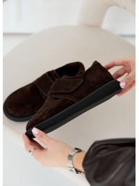 Жіночі туфлі з натуральної замші (шкіра) коричневого кольору 35391