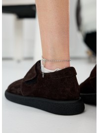 Жіночі туфлі з натуральної замші (шкіра) коричневого кольору 35391