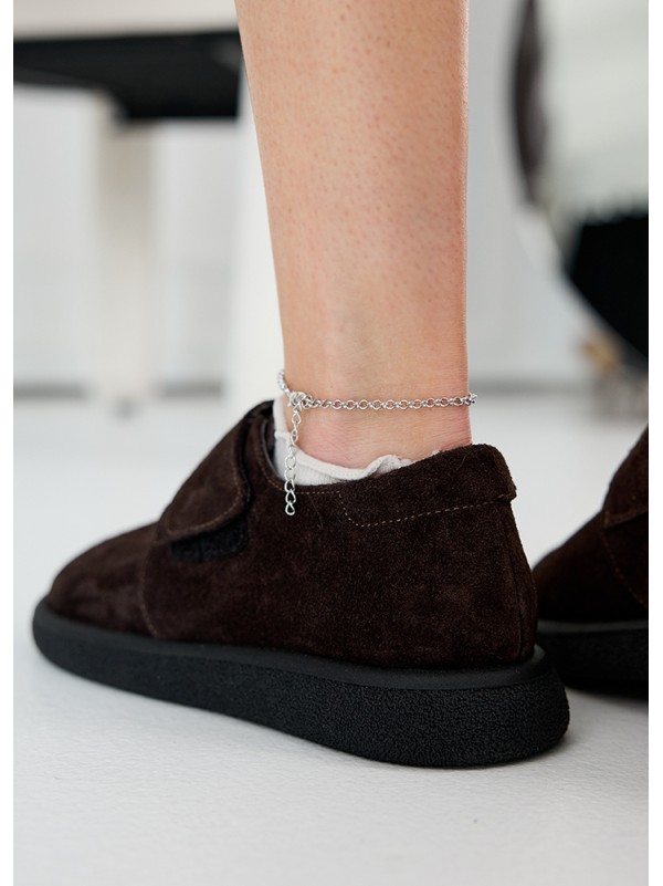 Жіночі туфлі з натуральної замші (шкіра) коричневого кольору 35391