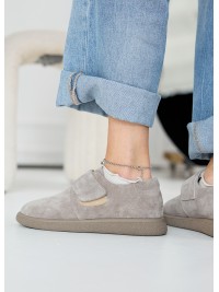 Жіночі туфлі з натуральної замші (байка) бежевого кольору 35393