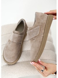 Жіночі туфлі з натуральної замші (шкіра) бежевого кольору 35394