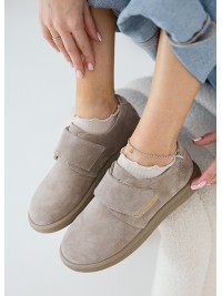 Жіночі туфлі з натуральної замші (шкіра) бежевого кольору 35394