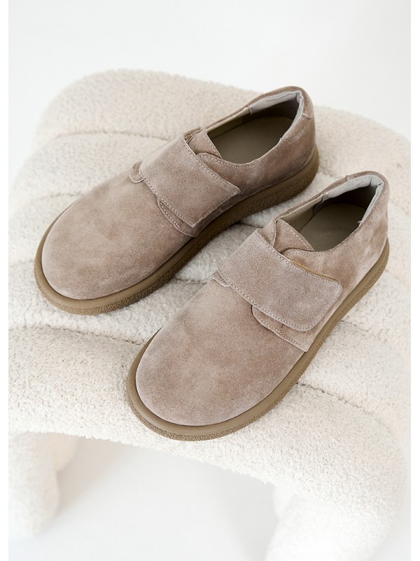 Жіночі туфлі з натуральної замші (шкіра) бежевого кольору 35394