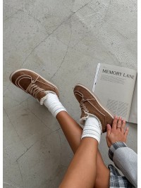 Жіночі замшеві зимові кросівки (хутро) коричневого кольору 35396