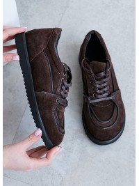 Жіночі замшеві кеди (хутро) коричневого кольору 35397