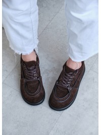 Жіночі замшеві кеди (байка) коричневого кольору 35398