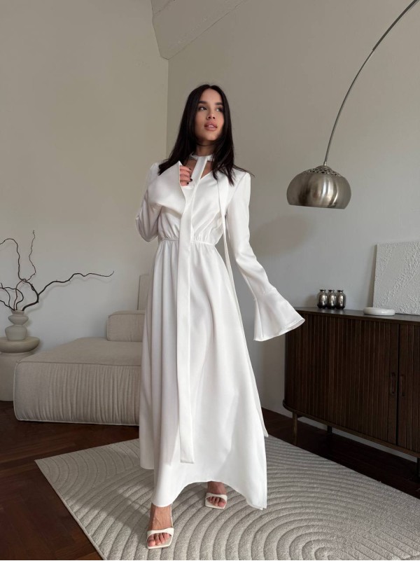 Вечiрня сукня максі молочного кольору 35409