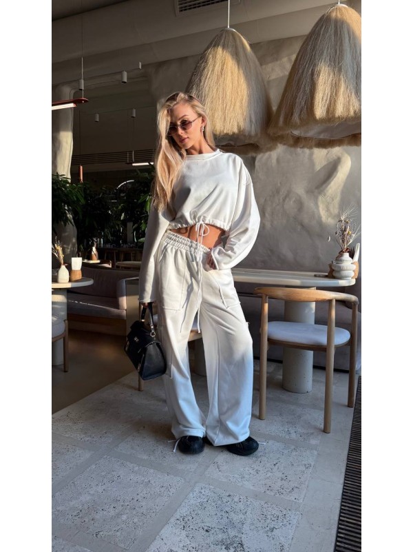 Жіночий костюм джогери+худi бiлого кольору 35415