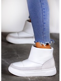 Жіночі уггі з натуральної шкіри (байка) білого кольору 35418