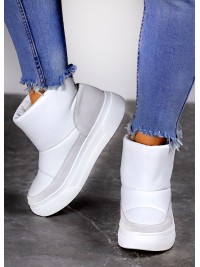 Жіночі уггі з натуральної шкіри (байка) білого кольору 35418