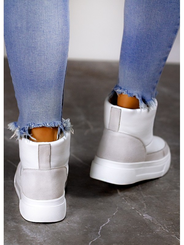 Жіночі уггі з натуральної шкіри (хутро) білого кольору 35419