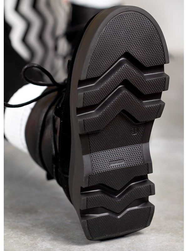 Жіночі уггі натуральна шкіра+замша (байка) чорного кольору 35421