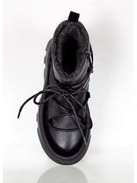 Жіночі уггі натуральна шкіра+замша (байка) чорного кольору 35421