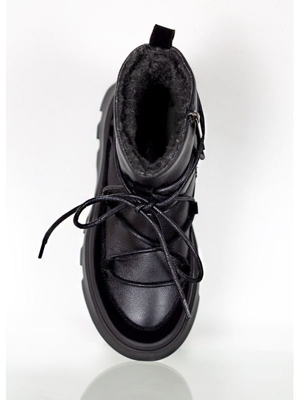 Жіночі уггі натуральна шкіра+замша (хутро) чорного кольору 35422