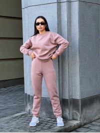 Базовий теплий жiночий костюм кавового кольору 35428