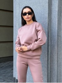 Базовий теплий жiночий костюм кавового кольору 35428