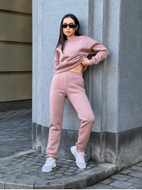 Базовий теплий жiночий костюм кавового кольору 35428