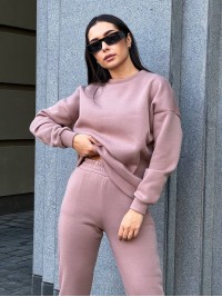 Базовий теплий жiночий костюм кавового кольору 35428