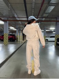 Жіночий теплий костюм з капюшоном сiрого кольору 35434