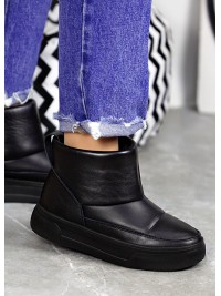 Жіночі уггі з натуральної шкіри (байка) чорного кольору 35435