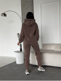 Жіночий спортивний костюм на флiсi з написом кавового кольору 35457