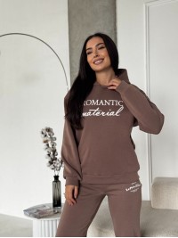 Жіночий спортивний костюм на флiсi з написом кавового кольору 35457