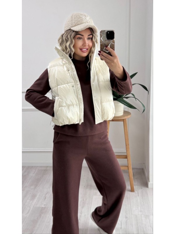Теплий жiночий костюм кавового кольору 35462