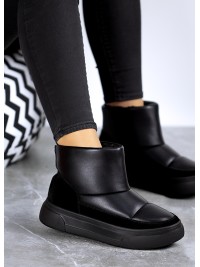 Жіночі уггі з натуральної шкіри на платформі (хутро) чорного кольору 35467