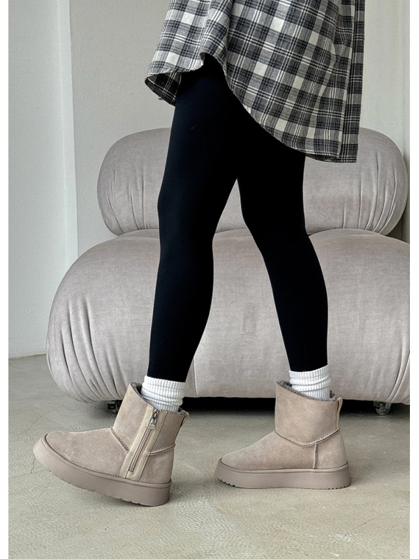 Жіночі уггі з натуральної замші на змійці (хутро) сірого кольору 35470