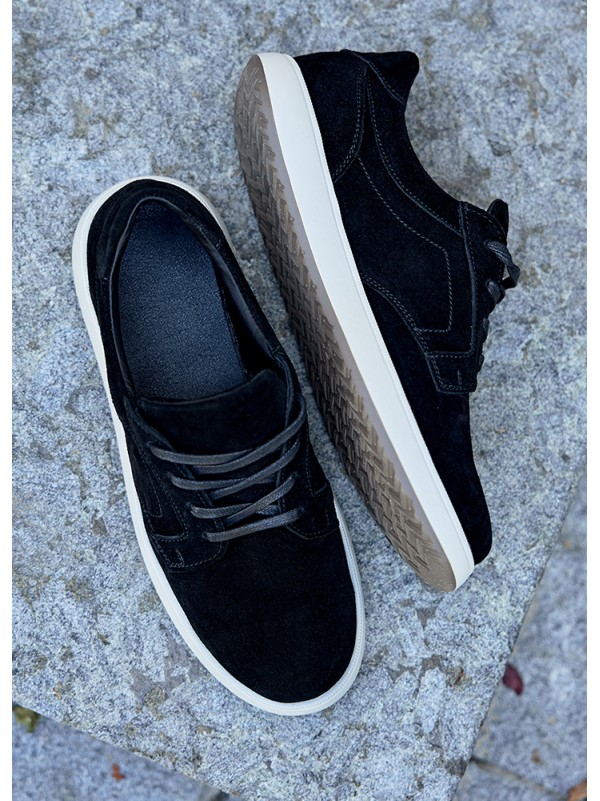 Чоловічі туфлі з натуральної замші на шнурівці чорного кольору 35472