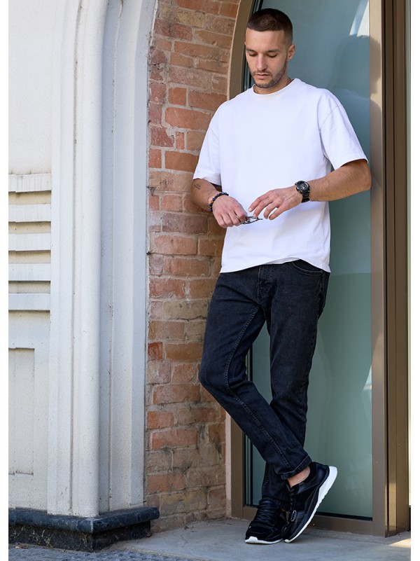 Чоловічі кросівки з натуральної шкіри чорного кольору 35473