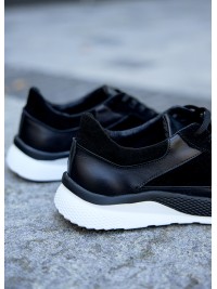 Чоловічі кросівки з натуральної шкіри чорного кольору 35473