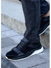 Чоловічі кросівки з натуральної шкіри чорного кольору 35473