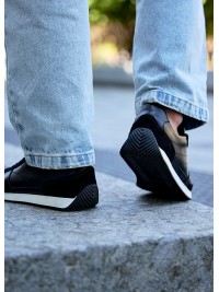 Чоловічі кросівки з натуральної шкіри чорного кольору 35474