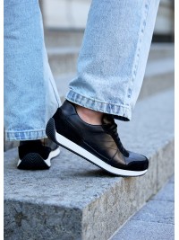 Чоловічі кросівки з натуральної шкіри чорного кольору 35474