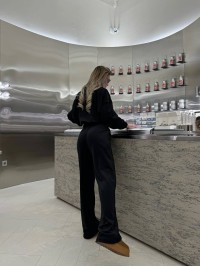 Жіночий велюровий костюм з топом чорного кольору 35476