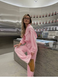 Жіночий велюровий костюм з топом рожевого кольору 35477