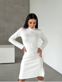 Ангорова сукня мiнi з поясом молочного кольору 35482