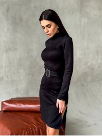 Ангорова сукня мiнi з поясом чорного кольору 35483