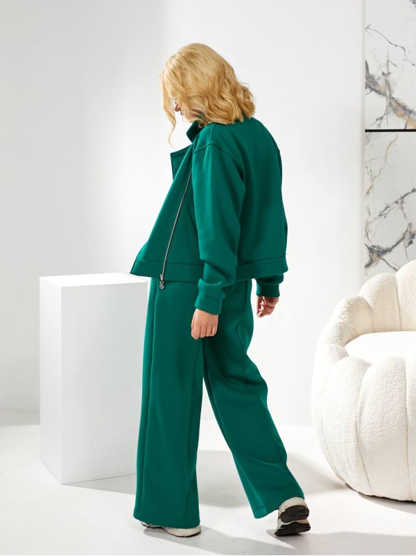 Жiночий теплий костюм на змiйцi смарагдового кольору 35486