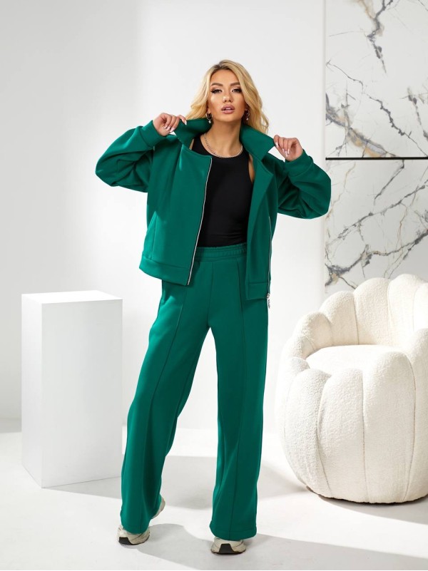 Жiночий теплий костюм на змiйцi смарагдового кольору 35486