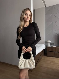 Еластична сукня мiнi на затяжках чорного кольору 35491