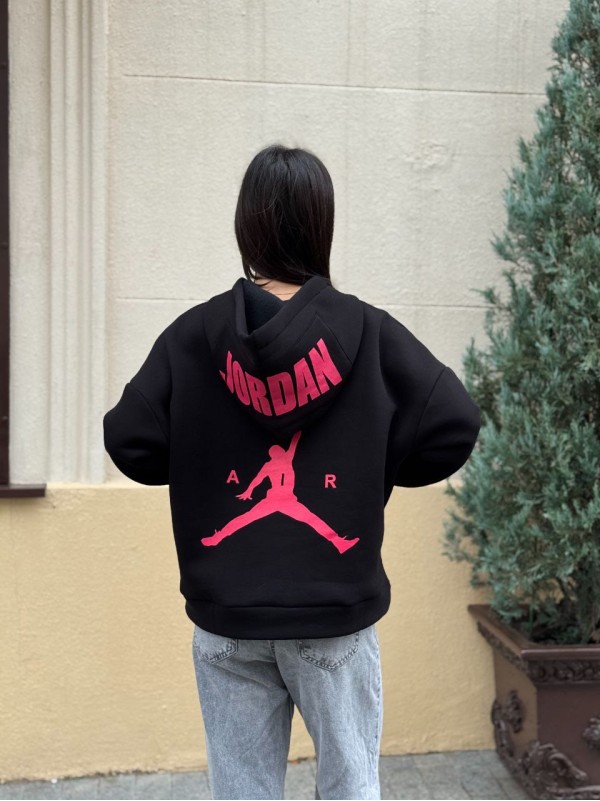 Жіноче спортивне худі на флiсi чорного кольору 35499