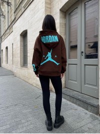 Жіноче спортивне худі на флiсi коричневого кольору 35500