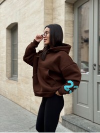 Жіноче спортивне худі на флiсi коричневого кольору 35500