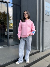 Жіноче спортивне худі на флiсi рожевого кольору 35501